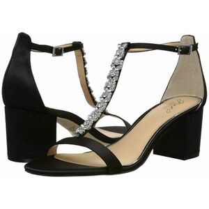 Badgley Mischka Jewel Lindsey Embellished Evening Sandals Black Size 7 Occasion